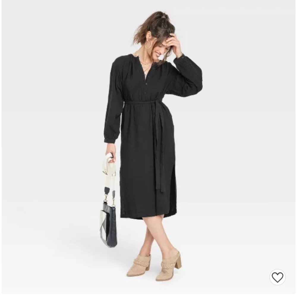 Women's Balloon Long Sleeve Tie-Front Shirtdress-Universal Thread™Multiple Sizes